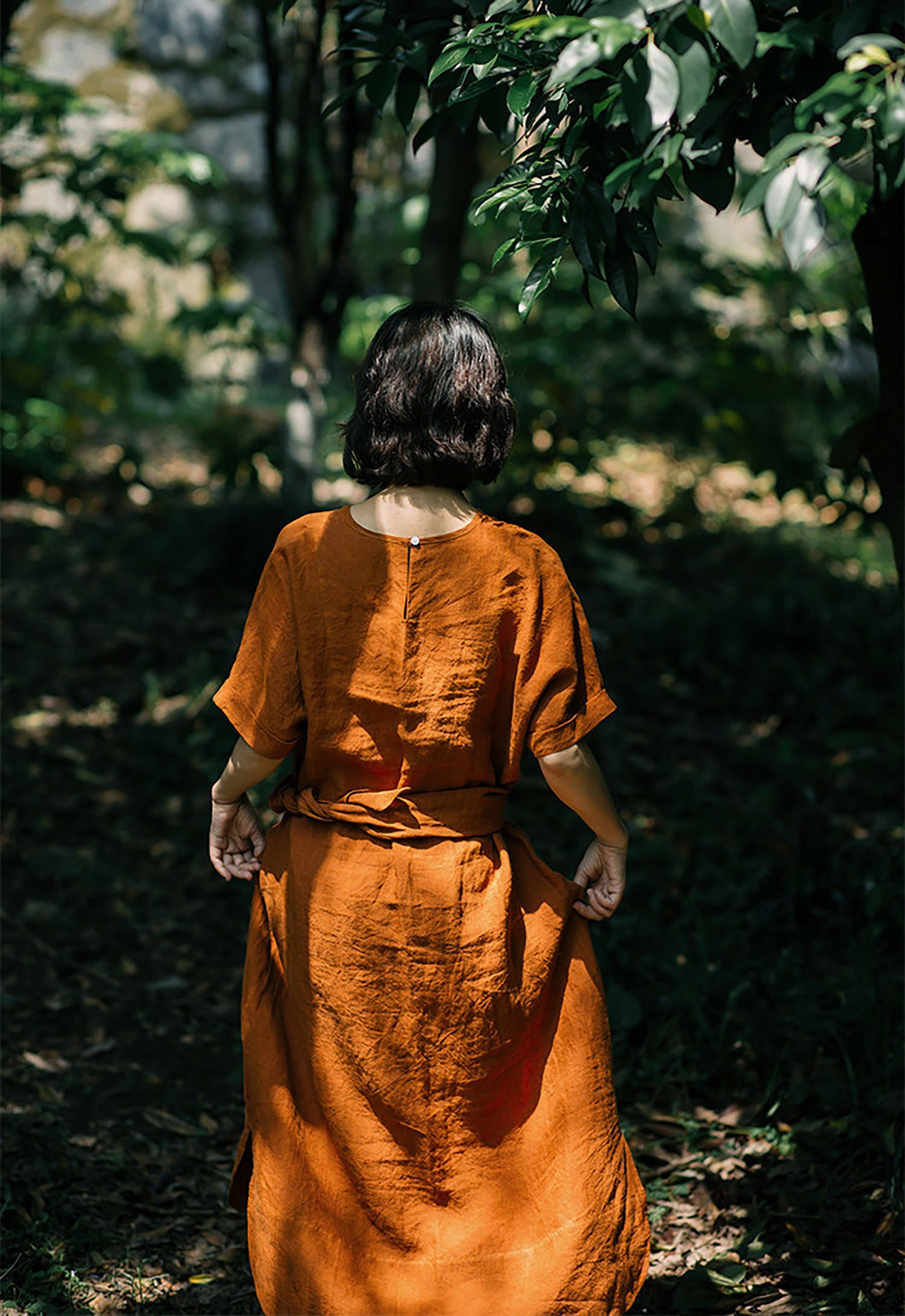 edoa Linen Kaftan Dress with Detachable Belt 