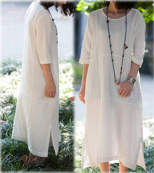 edoa Handmade Half Sleeve Layered Cotton Dress