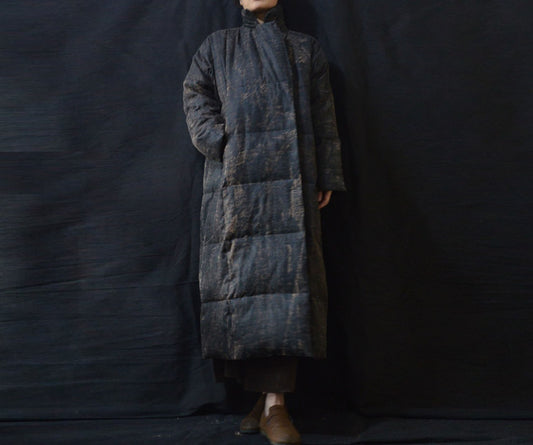 edoa Distressed Goose Down Long Coat