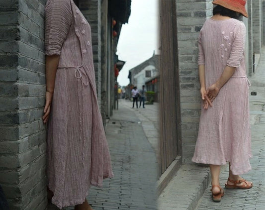 edoa Crinkled Linen Dress 