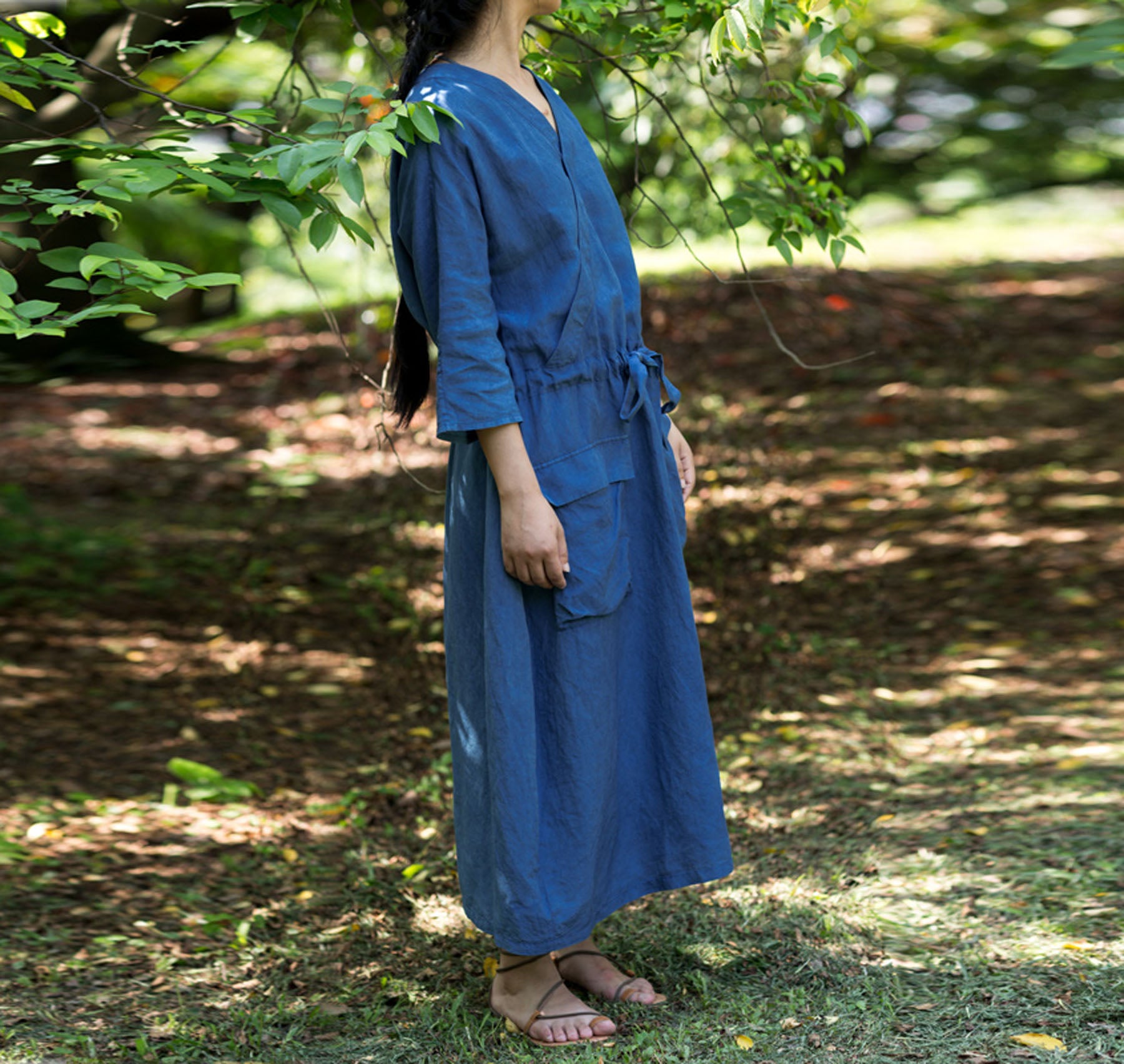 edoa Plant Dyed Indigo Blue Dress