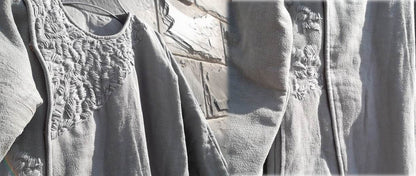 edoa Hand Embroidered Washed Linen Padding Coat