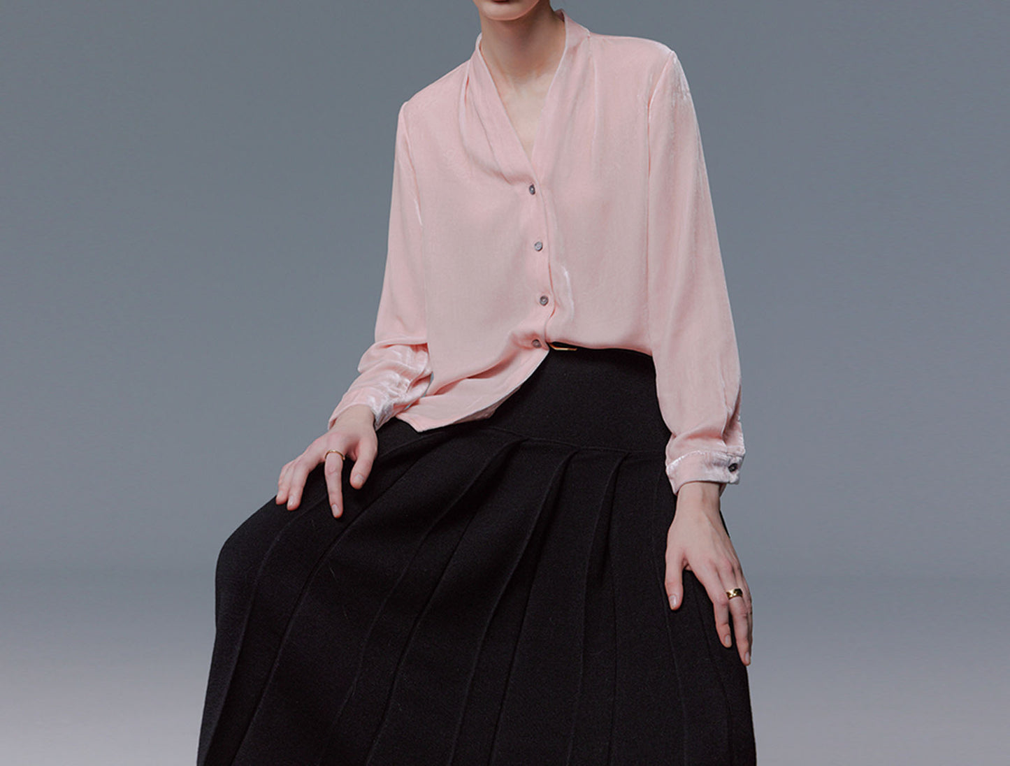 edoa Silk Velvet Spring Blouse