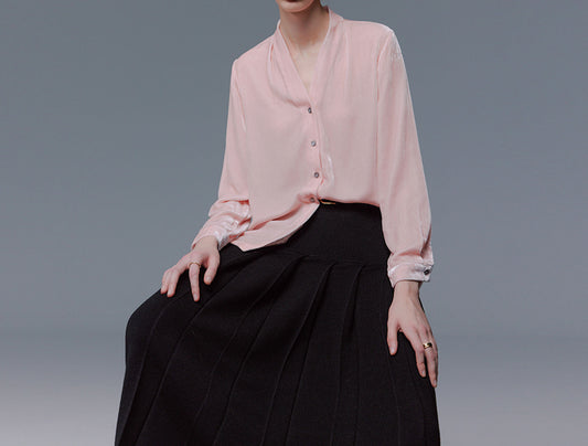 edoa Silk Velvet Spring Blouse