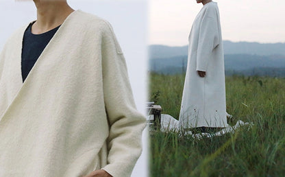 edoa Boiled Wool Long Blanket Coat 