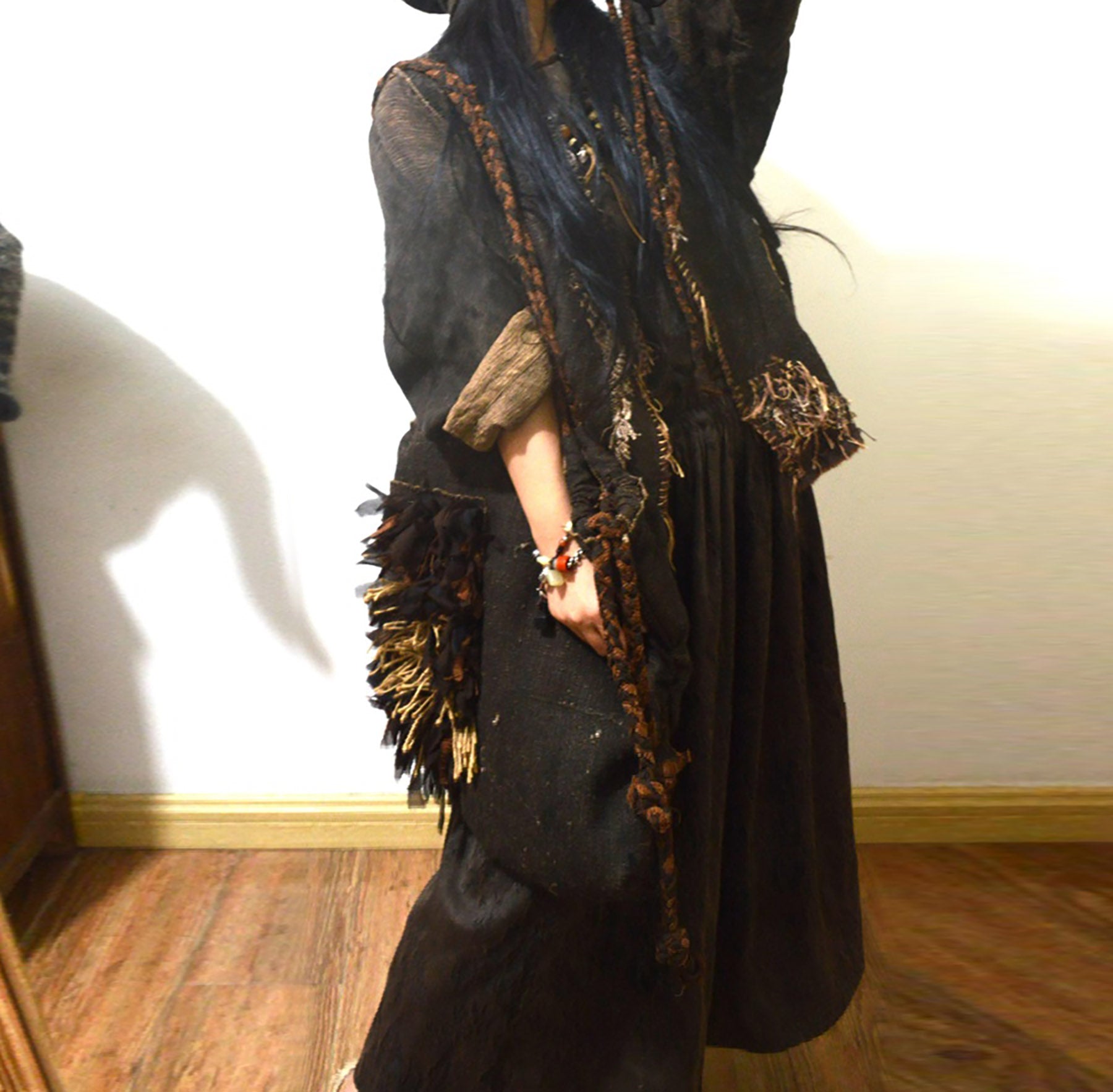 edoa Mud Tussah Silk Fringe Bag 