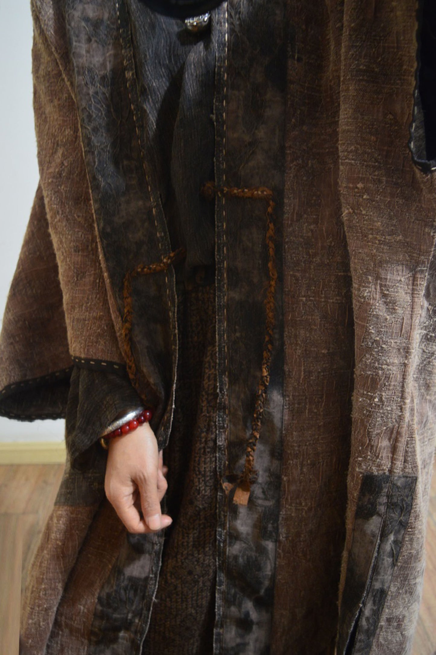 Reversible Mud Tussah Silk Jacquard Coat co0183 X011