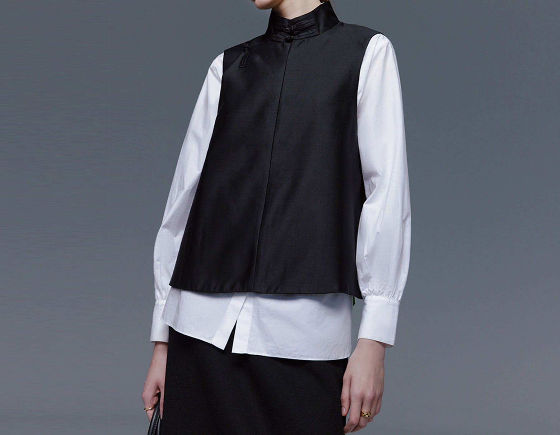 edoa Silk Taffeta Chinese Vest 
