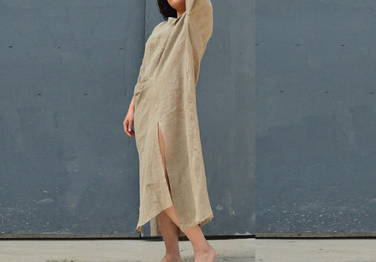 edoa Distressed Flax Linen Dress