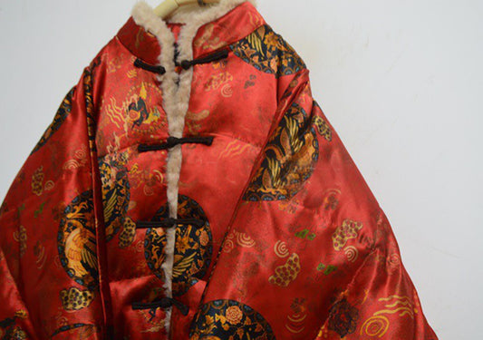 edoa Mulberry Silk Goose Down Chinese Coat