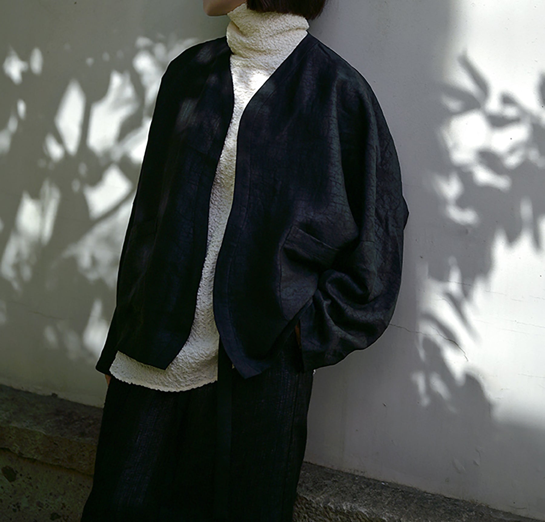 edoa Reversible Cracked Mud Silk Jacket