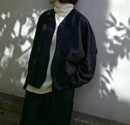 edoa Reversible Cracked Mud Silk Jacket