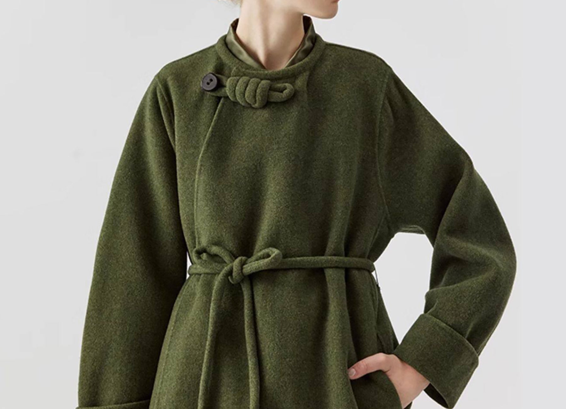edoa Retro Chinese Style Double-faced Wool Long Princess Coat
