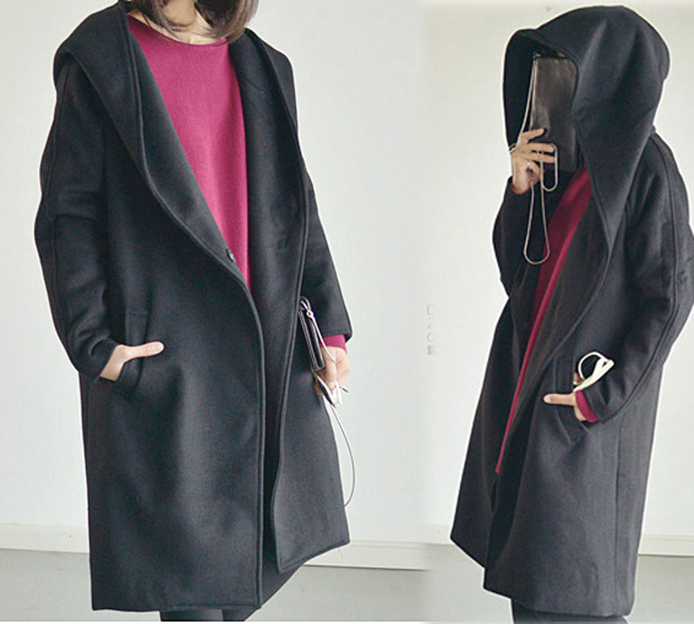 Halloween Sorcerer Hooded Wool Coat co0089 316