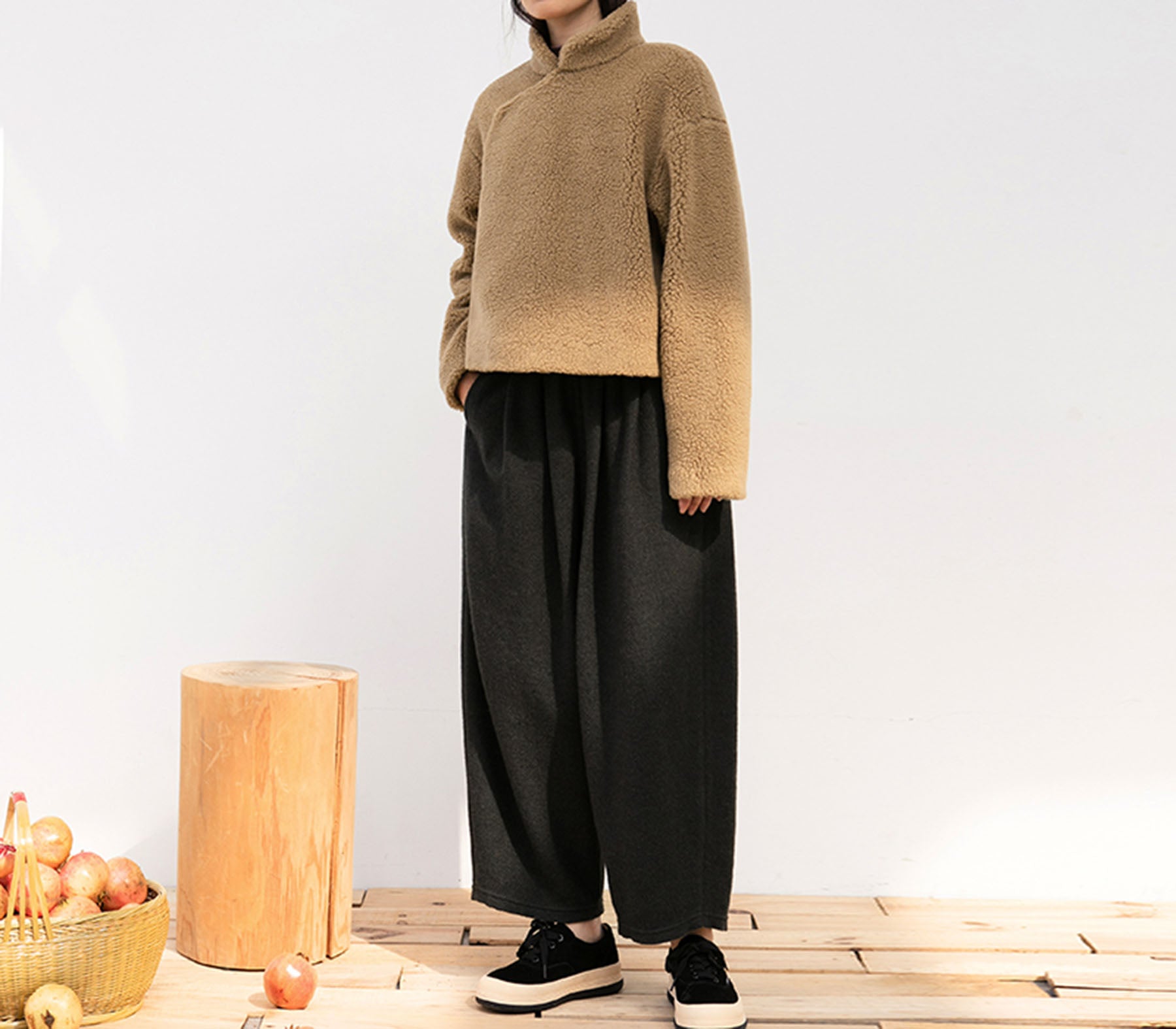 edoa Sherpa Fleece Short Chinese Style Coat 