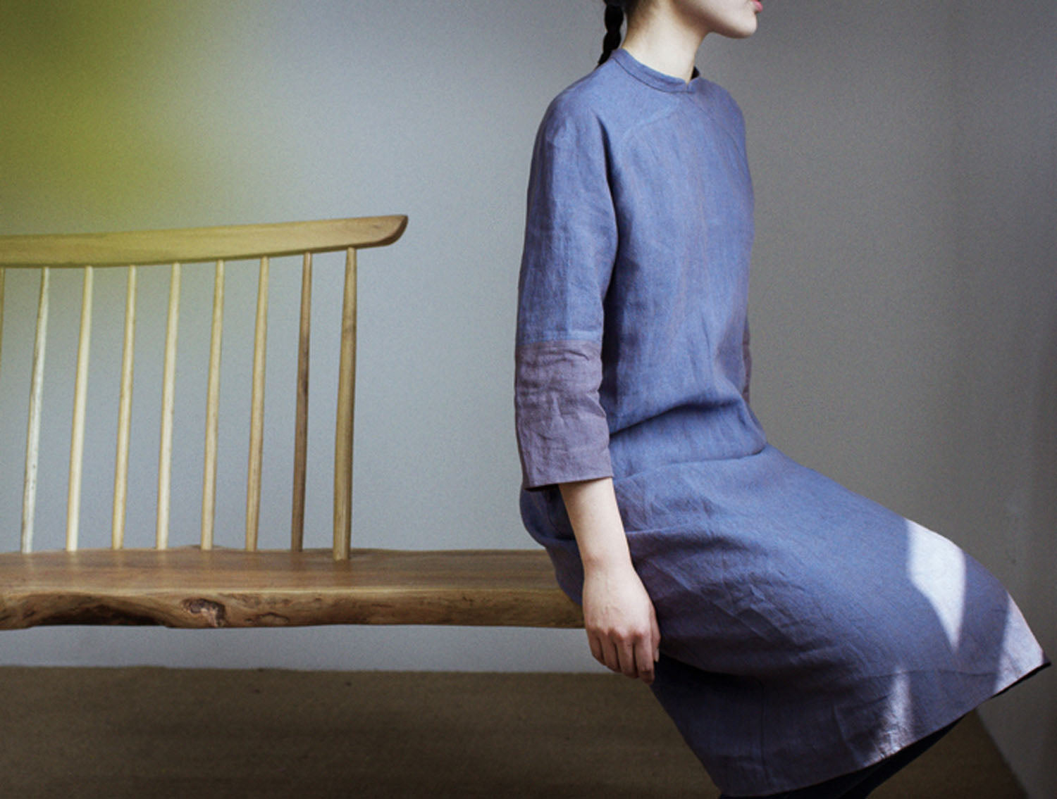 edoa Two Tone Yarn Dyed Linen Modified Qipao
