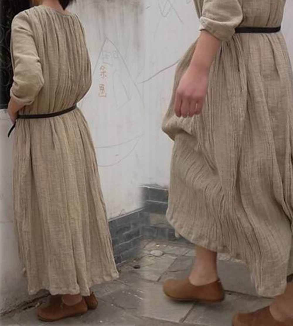 edoa Textured Linen Maxi Dress