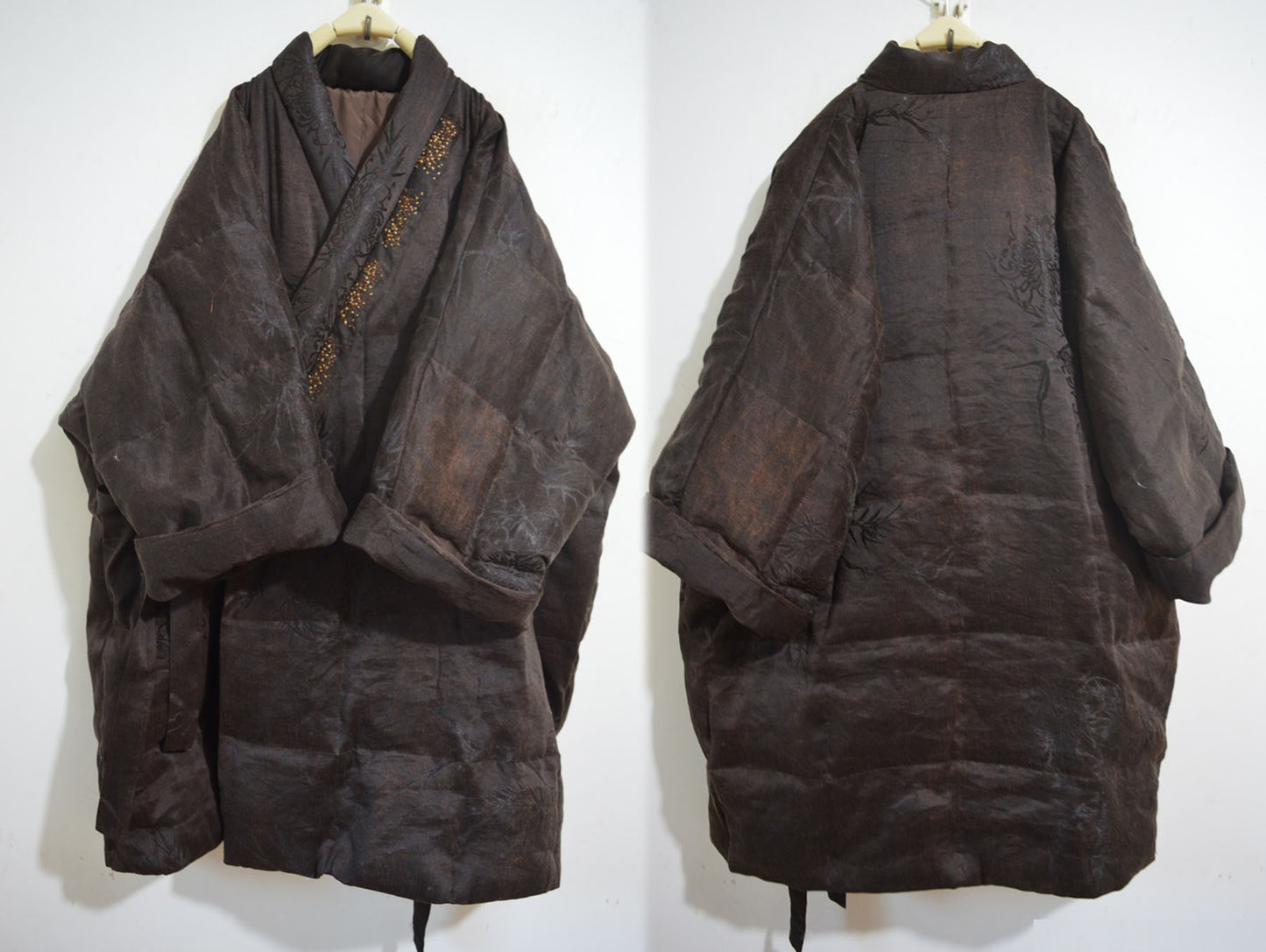 Mud Silk Linen Jacquard Goose Down Hanfu Coat co0185 X015