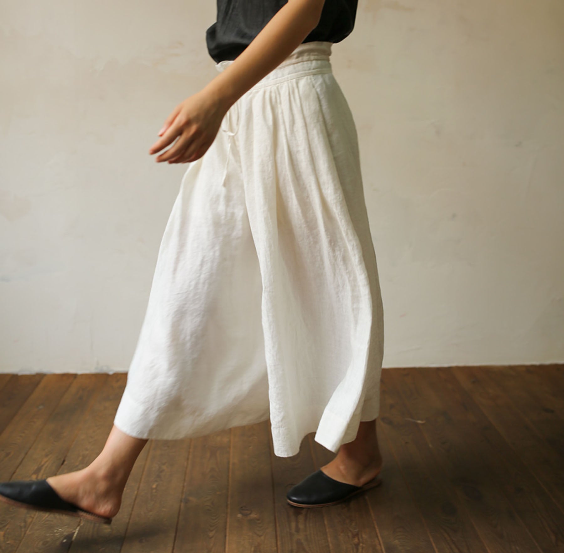 edoa Washed Linen Wide Leg Pants