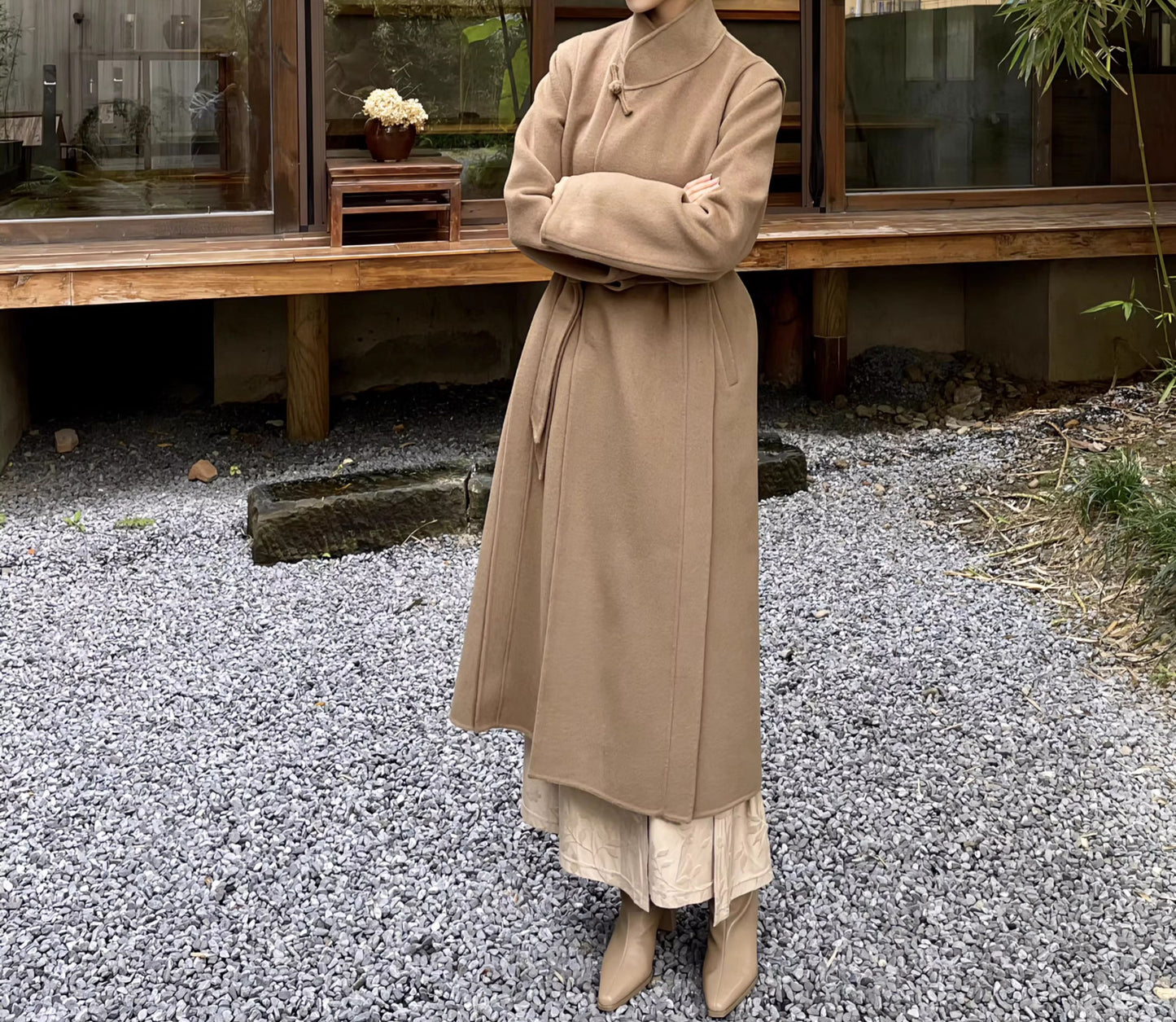 edoa Double Faced Wool New Chinese Style Coat