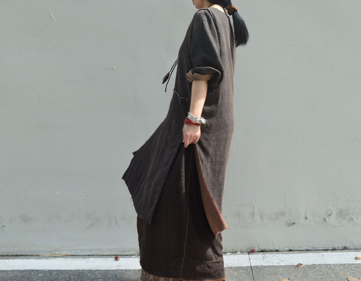 edoa Loose Fitting Mud Tussah Silk Tank Dress
