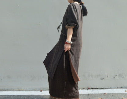 edoa Loose Fitting Mud Tussah Silk Tank Dress