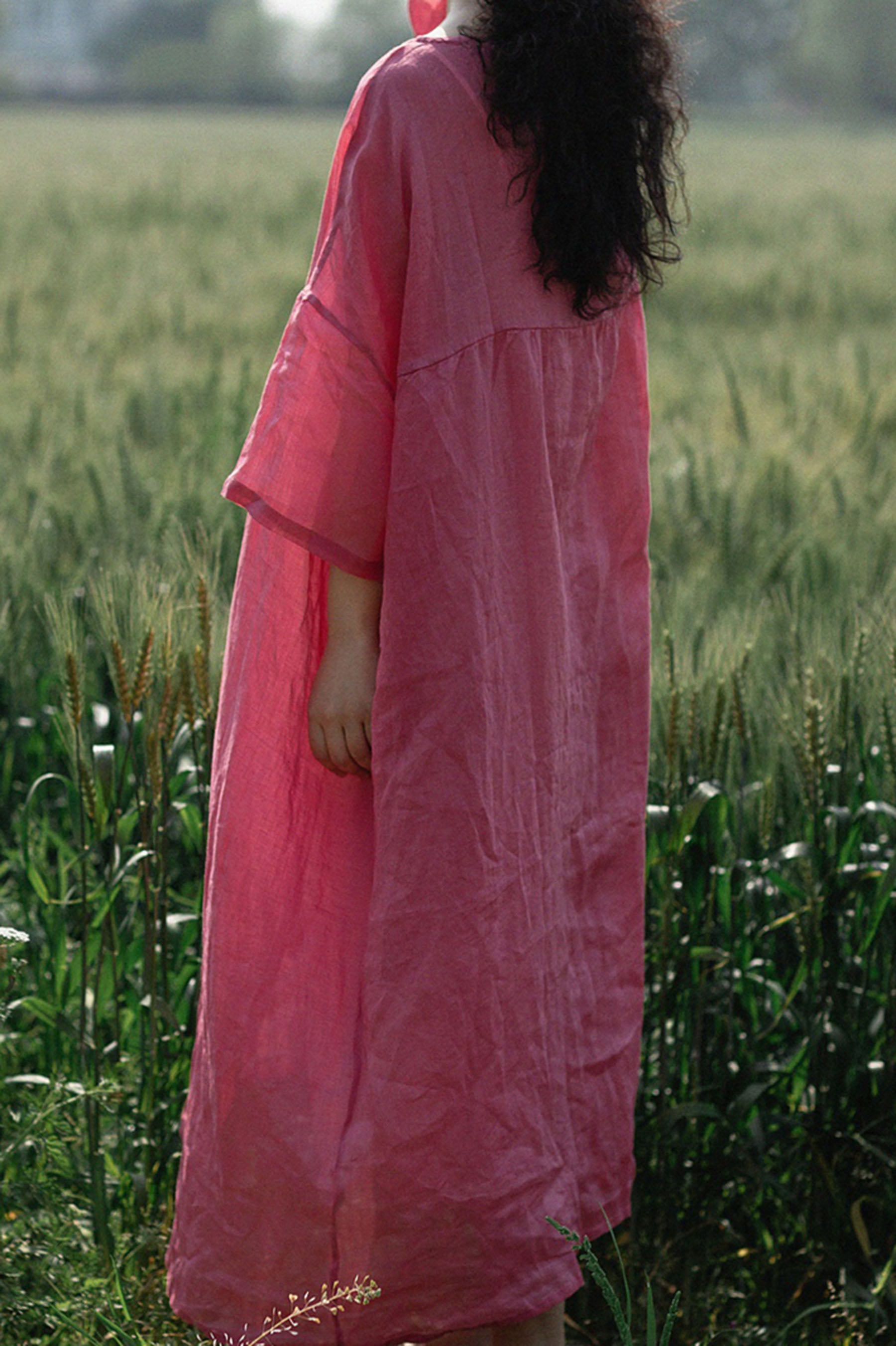 edoa Oversized Ramie High Waist Dress