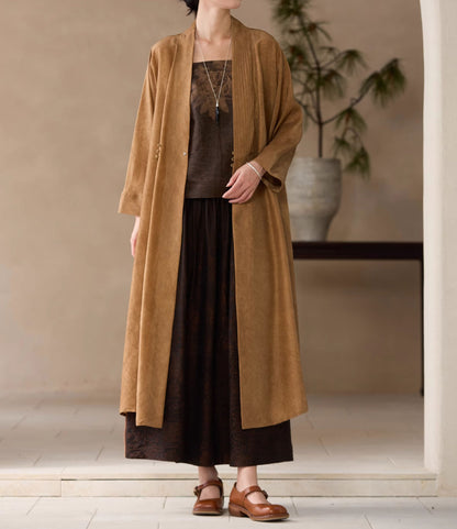 edoa Distressed Plant Dye Silk Charmeuse Coat