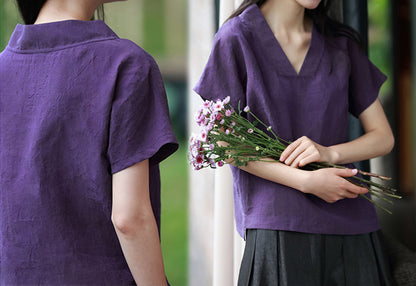 edoa Cracked Mud Silk V-neck Tee