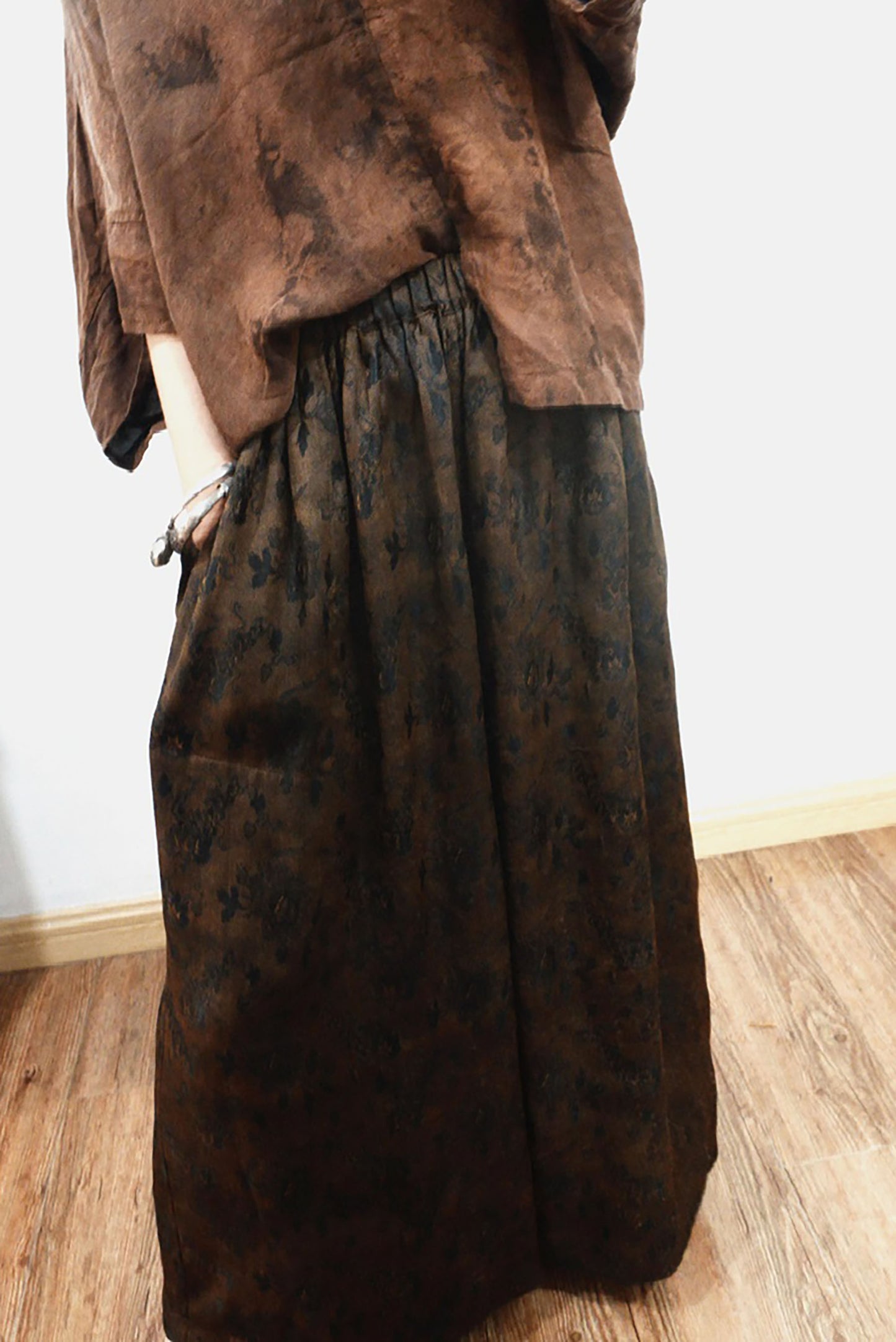 Reversible Mud Silk Jacquard Wide-leg Pants pa0072 X180