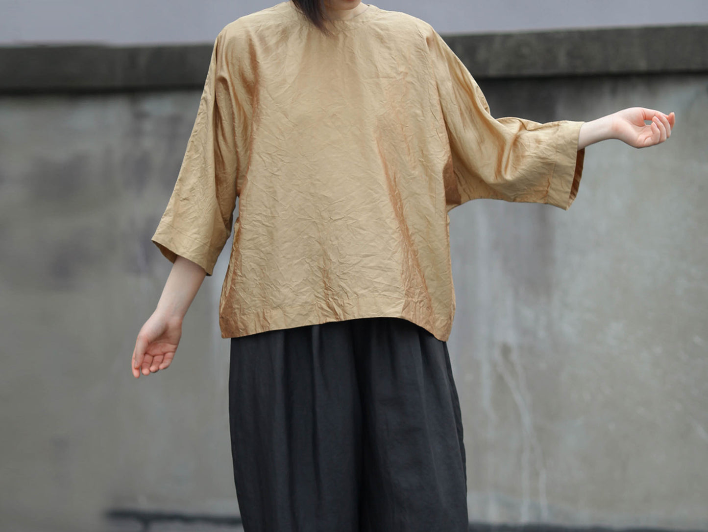 edoa Golden Dupioni Silk Shirt