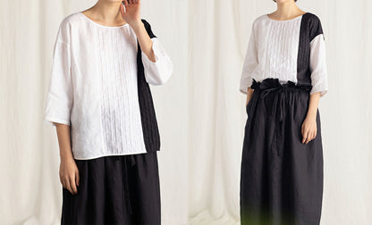edoa Two-tone Linen Blouse