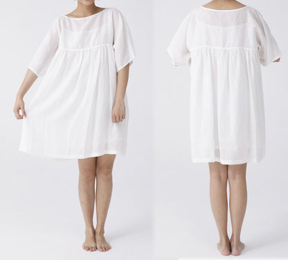 edoa Half Sleeves Gathering Dress