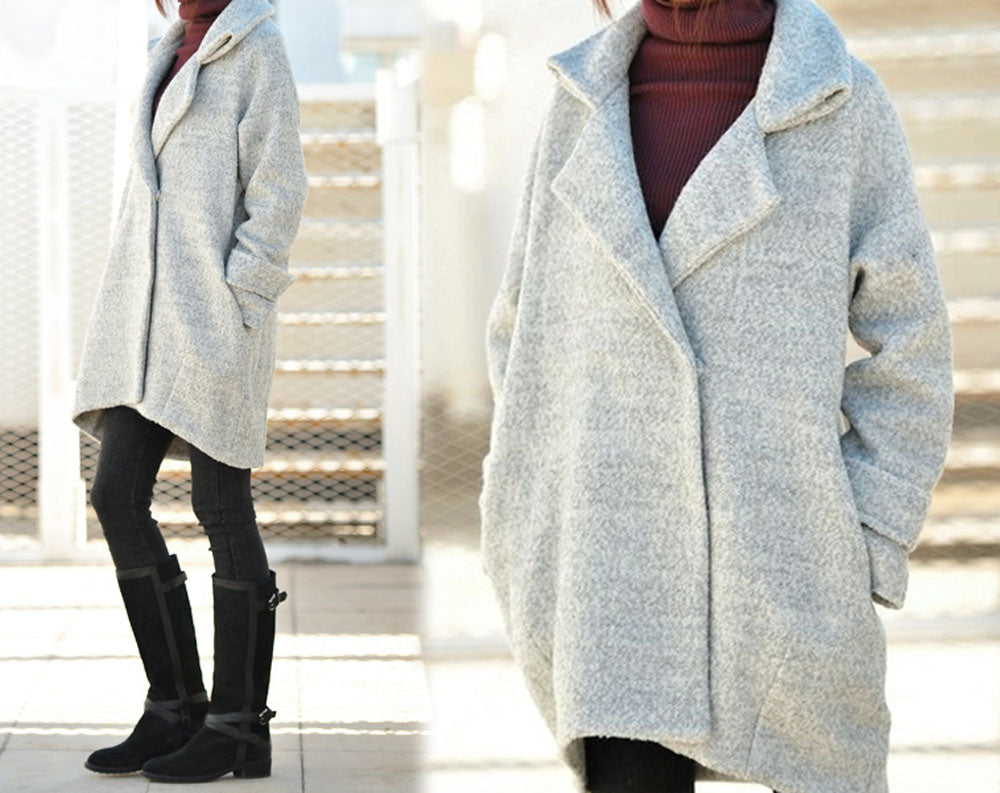 edoa Loop-Yarns Wool Cocoon Coat