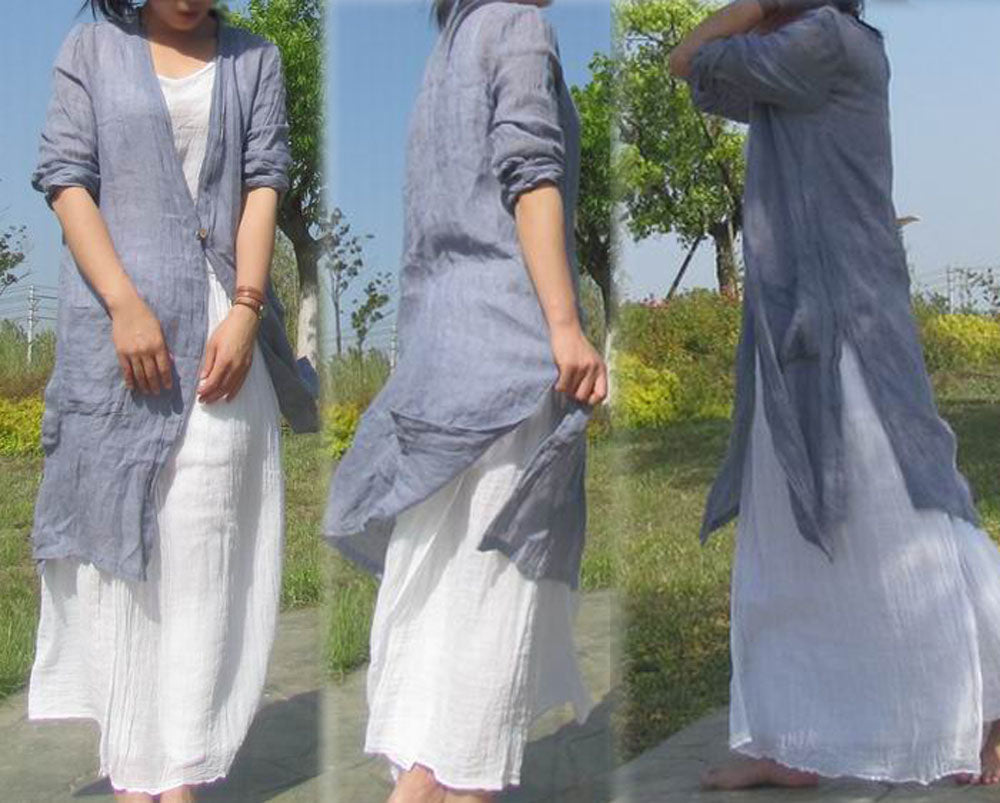 linen gauze blouse dress edoa