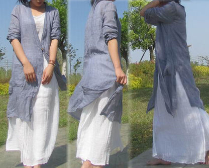 linen gauze blouse dress edoa