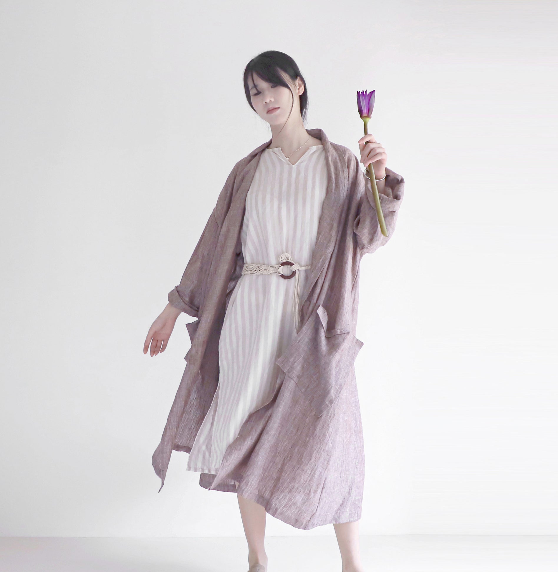 edoa oversized shawl collar linen coat