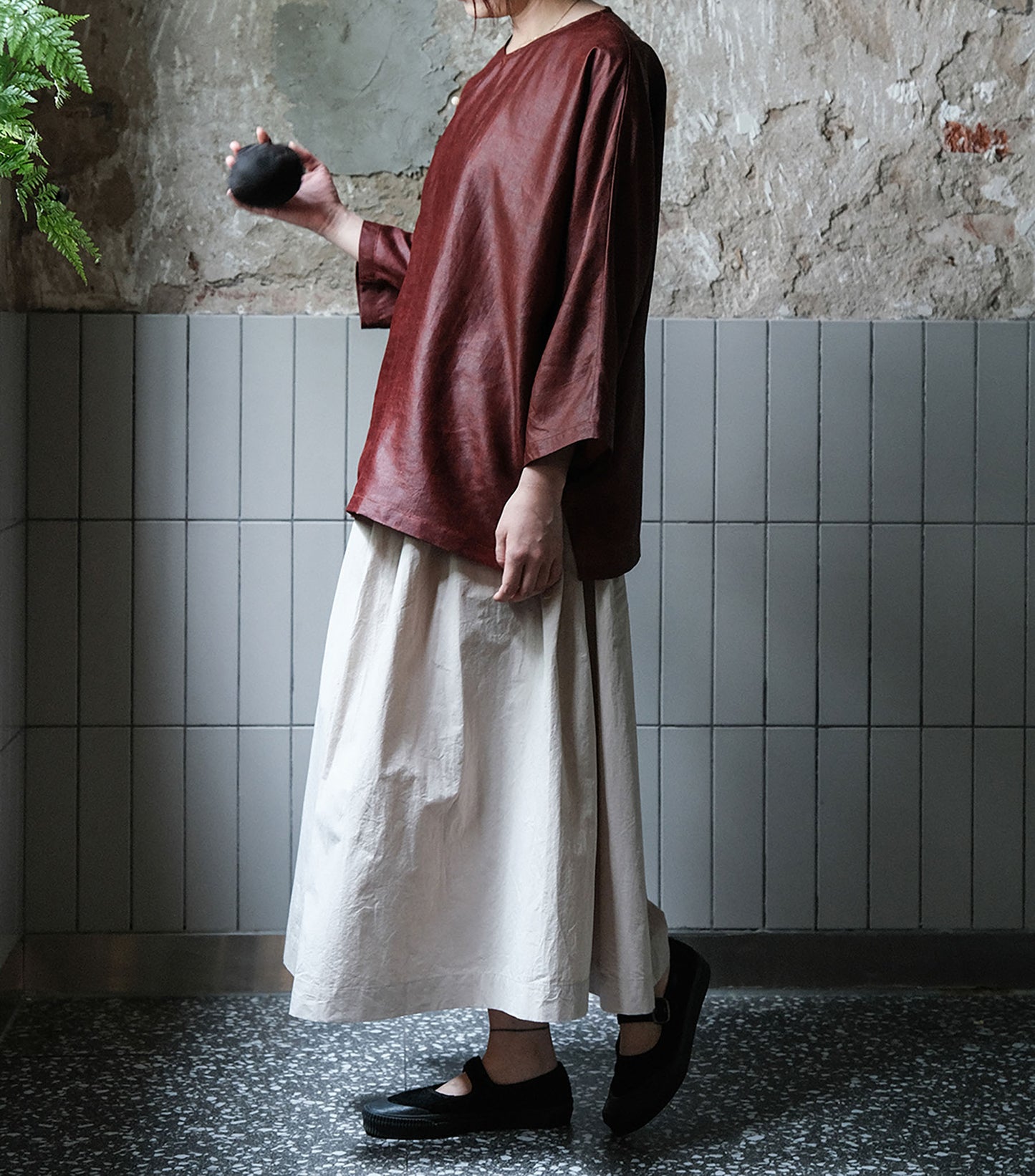 edoa Mud Silk 3/4 Sleeve Chinese Shirt