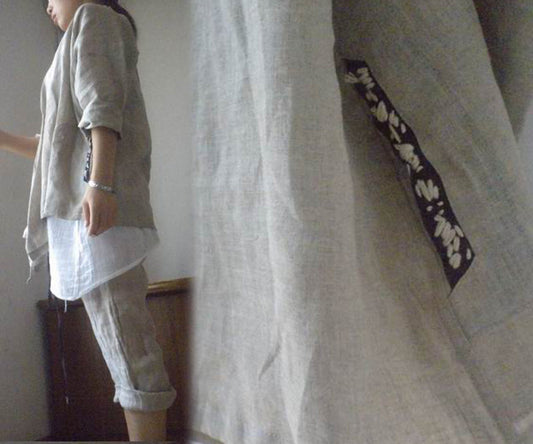 Hand Embroidered Linen Gauzy Jacket ja0044 015