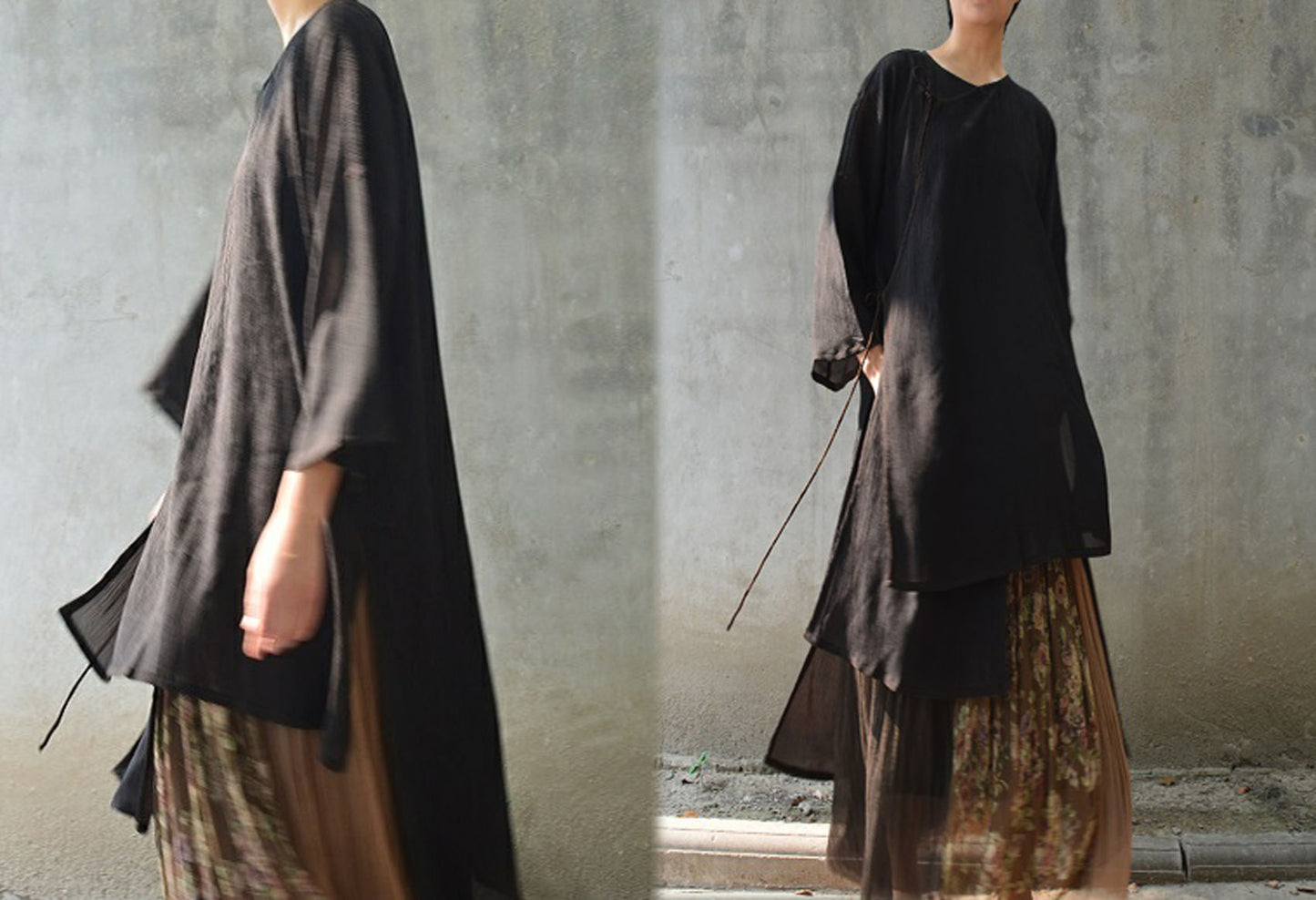 edoa Reversible Mud Silk Tunic Top