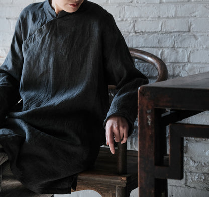 edoa Washed Linen Cheongsam Top