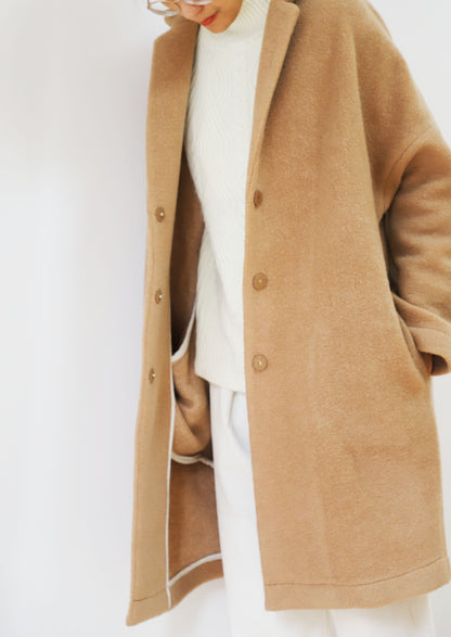 edoa Oversized Boiled Wool Cocoon Coat 