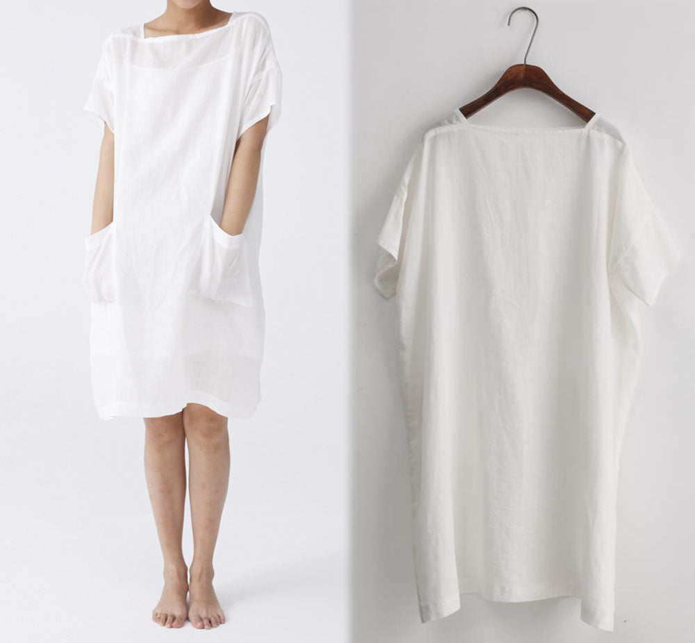edoa Oversized Ramie Smock Top Tunic