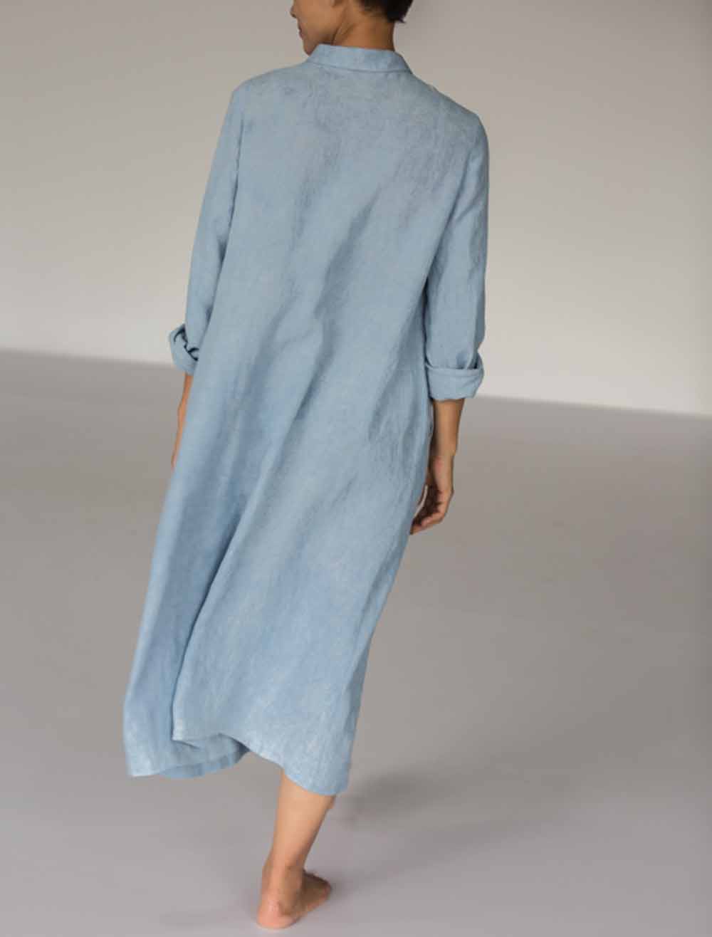 edoa Buttoned Linen Shirt Dress