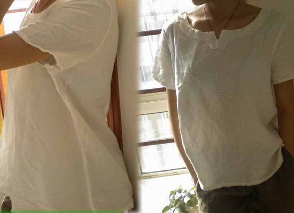 White linen tee, linen blouse edoa