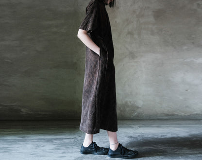 edoa Mud Tussah Silk jacquard Cheongsam Dress