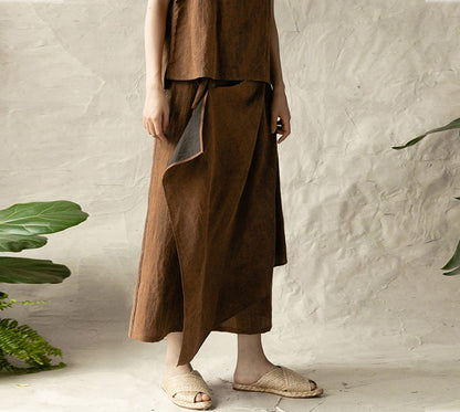 edoa Cracked Mud Silk Crop Apron Pants