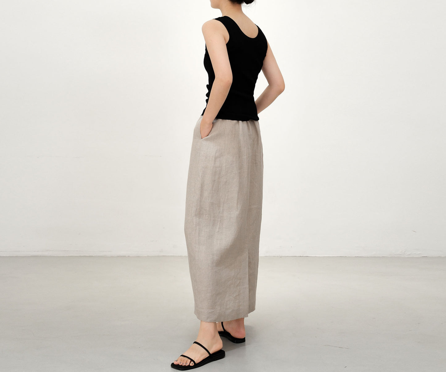edoa Flax Linen Bud Skirt with pocket
