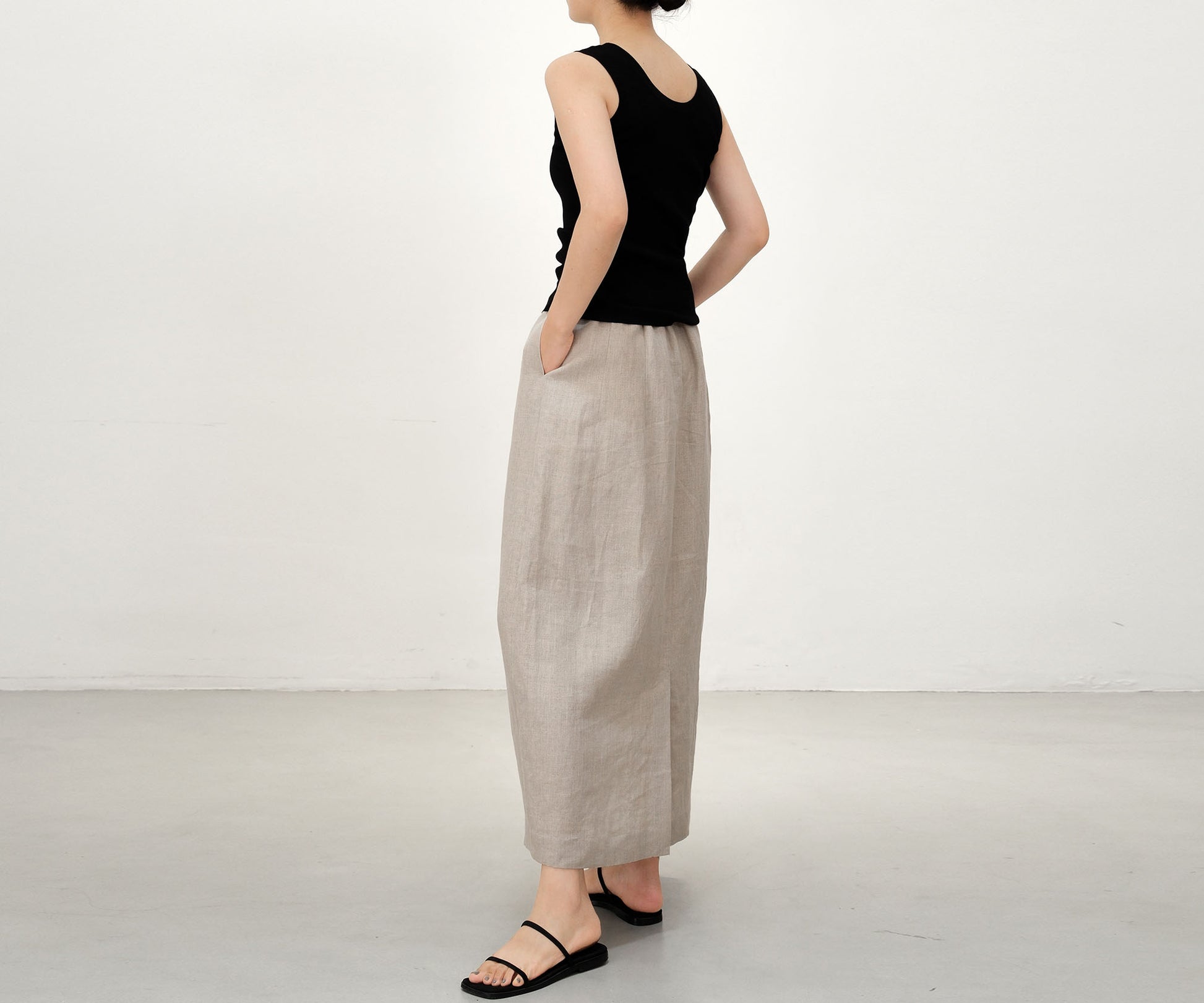 edoa Flax Linen Bud Skirt with pocket