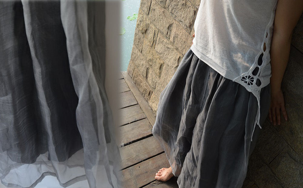 edoa Two Layers Silk Organza Maxi Skirt Pants